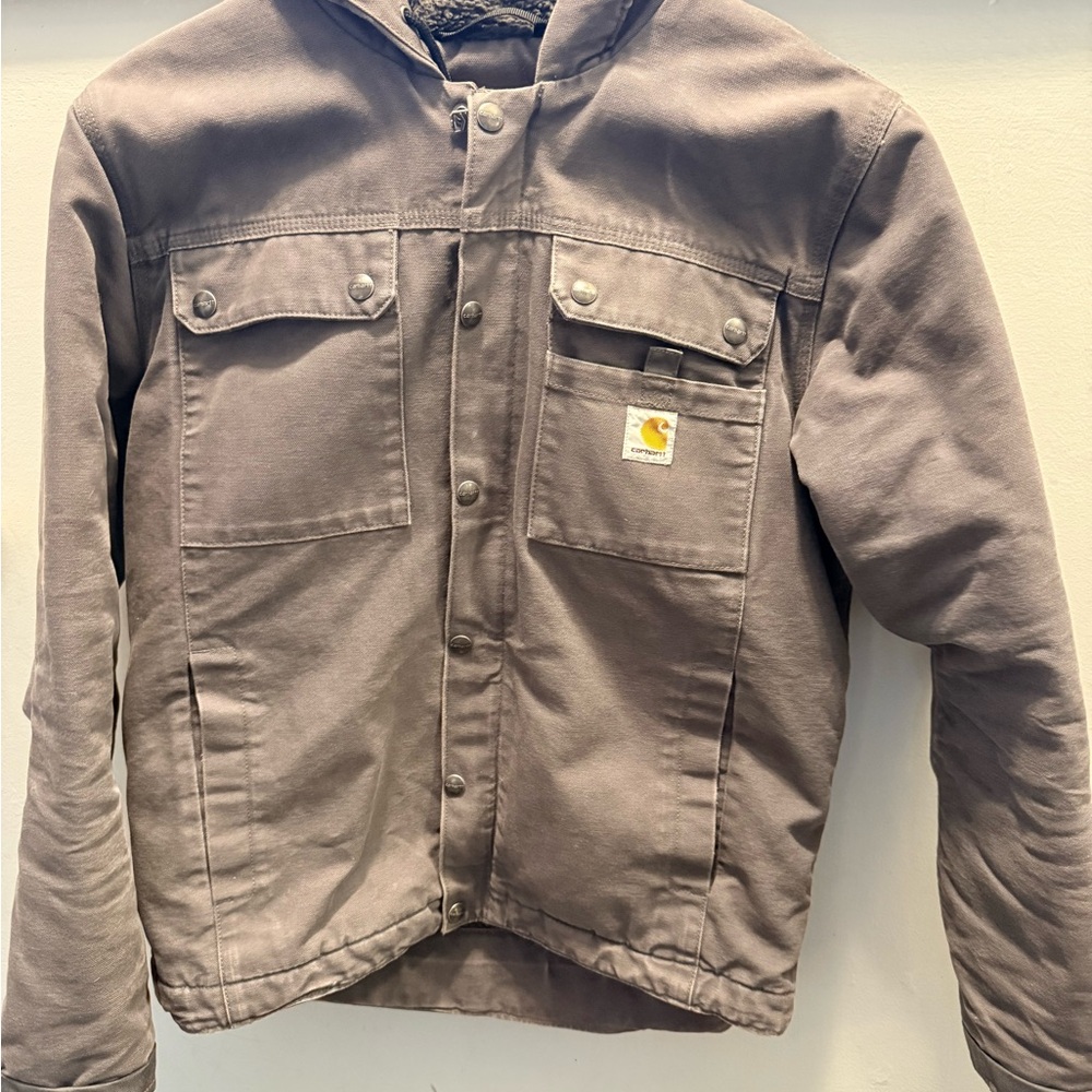 Carhartt Grey Hooded Work Jacket